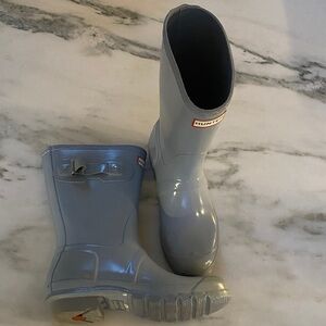 Hunter Women’s Light Blue Gray Gloss Rain Boots